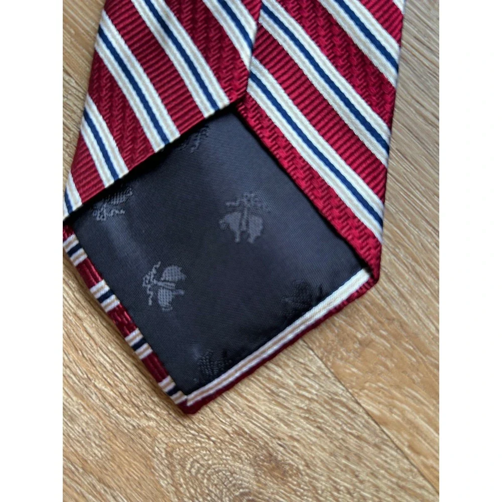 Brooks Brothers Mens Silk Necktie Burgundy Navy White Rep Stripe Made in USA